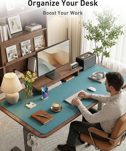Aothia Faux Leather Desk Mat - Large Mouse Pad, Non-Slip PU Leather Blotter, Waterproof Writing Surface for Office and Home (Turquoise, 40" x 24")