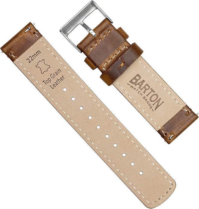 BARTON WATCH BANDS - Top Grain Leather Watch Bands Compatible with Apple Watch Models - 1, 2, 3, 4, 5, 6, 7, 8, 9, 10, SE, Ultra & Ultra 2