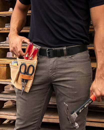 CHAOREN Work Belts for Men Heavy Duty - 1.5" Full Grain Leather Belt Casual - Fully Adjustable, Double Prong