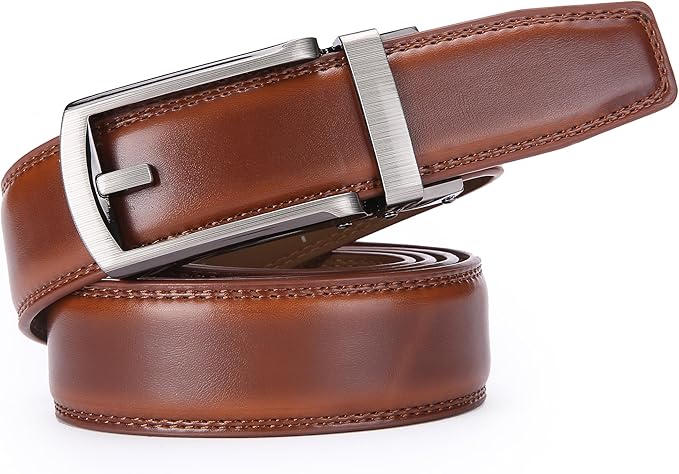 Men's Belt, Leather Ratchet Belt For Men's Dress 3.0cm,1 1/8" Size Adjusted Automatic Buckle