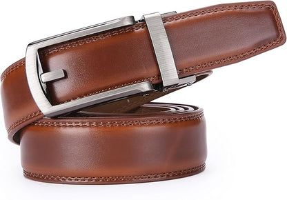 Men's Belt, Leather Ratchet Belt For Men's Dress 3.0cm,1 1/8" Size Adjusted Automatic Buckle