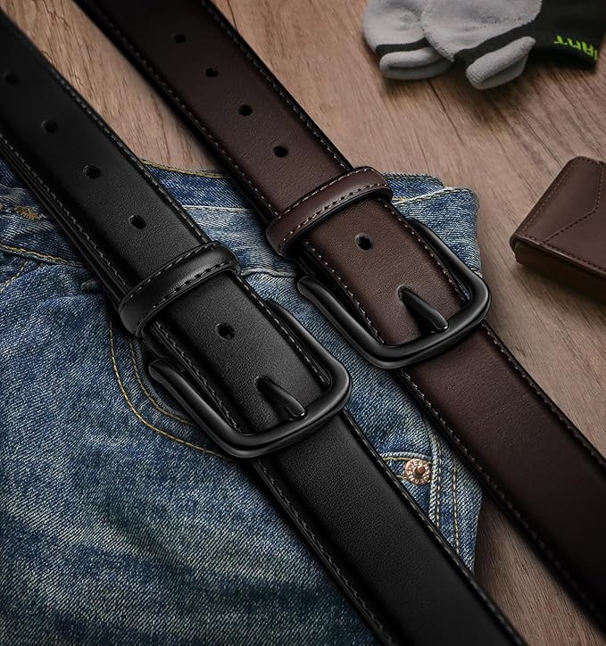 BULLIANT Men Belt Multi Pack,Leather Belt For Gift Men Golf Dress Casual Jean 7Holes 1 3/8"