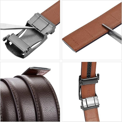 BOSTANTEN Mens Belt Leather Ratchet Belt For Men Dress and Casual with Adjustable Buckle, Trim to Fit