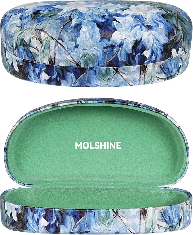 molshine Hard Shell Sunglasses Case,Classic Large Glasses Case for Sunglass, Eyeglasses with Cleaning Cloth, Pocket