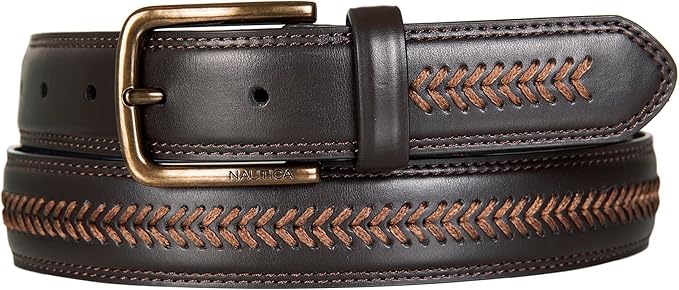 Nautica Men's Dress Leather Belt for Suits and Pants | Classic | Business | Fashion | Adjustable | Metal Buckle