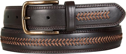 Nautica Men's Dress Leather Belt for Suits and Pants | Classic | Business | Fashion | Adjustable | Metal Buckle