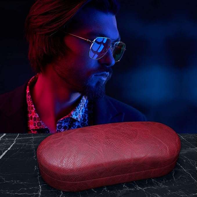 MyEyeglassCase - Large Sunglasses Case - Hard Glasses Case Holder w/Pouch & Cloth - Eyeglass Case Aviator Frames Men & Women