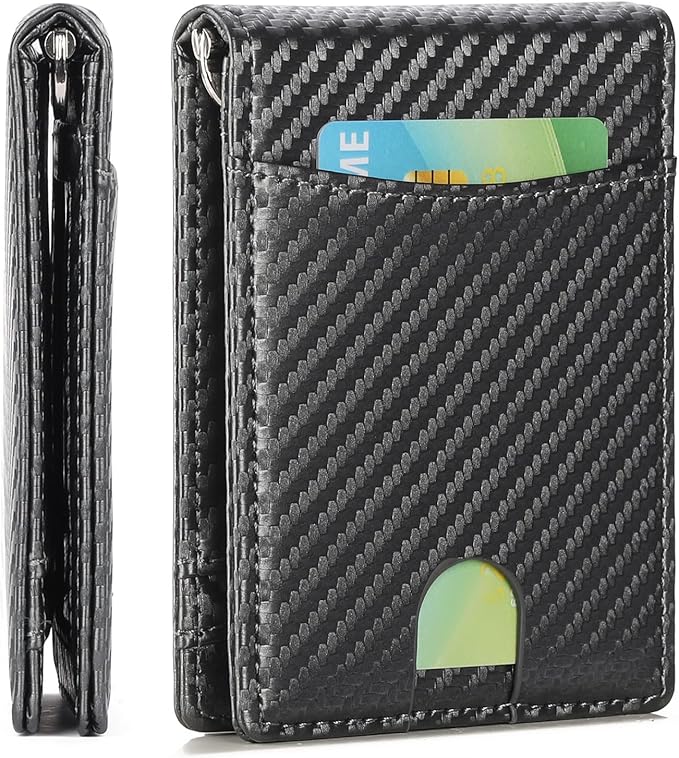 Wallet for Men Leather Slim Bifold Card Holder RFID Blocking Minimalist Front Pockets Wallet with Money Clip