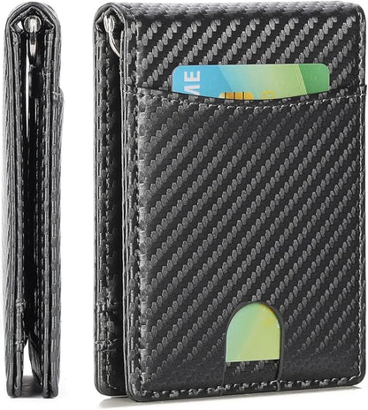 Wallet for Men Leather Slim Bifold Card Holder RFID Blocking Minimalist Front Pockets Wallet with Money Clip