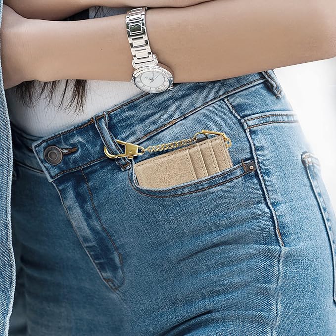 SEAVILIA Card Holder Keychain Wallet for Women with ID Window RFID Coin Purse Bee Gifts Slim Minimalist Small Wallet
