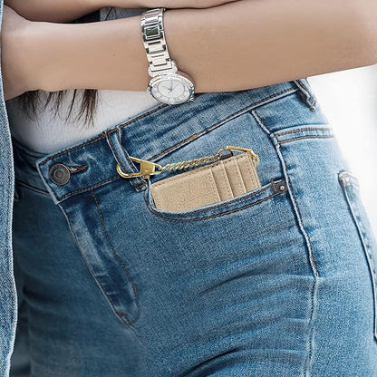 SEAVILIA Card Holder Keychain Wallet for Women with ID Window RFID Coin Purse Bee Gifts Slim Minimalist Small Wallet