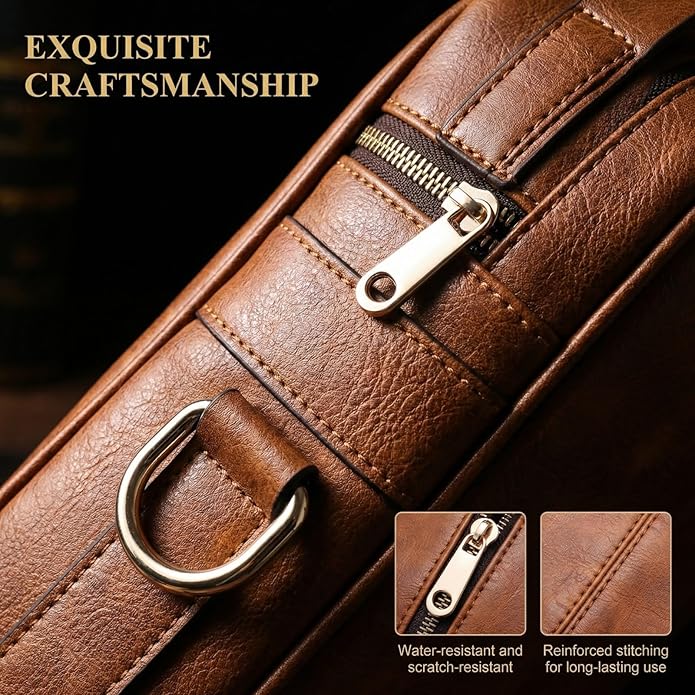 Men's Leather Crossbody Bag, Casual leather Bag for Men, Crossbody Bag Office Business,Handbag Purse Zipper