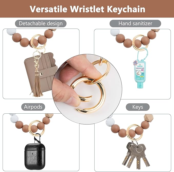 KNGITRYI Wallet Keychain Wristlet for Women,Slim RFID Credit Card Holder Purse Tassel Keychain Bangle Key Ring for Men Women