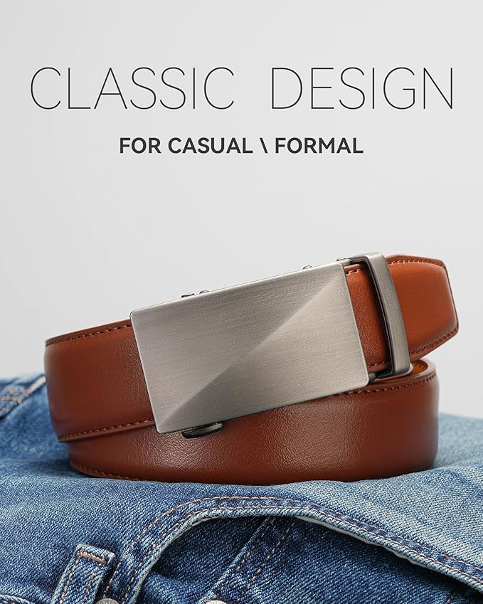 MILORDE Men's Leather Ratchet Belt - 35mm - Customizable Fit