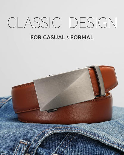 MILORDE Men's Leather Ratchet Belt - 35mm - Customizable Fit
