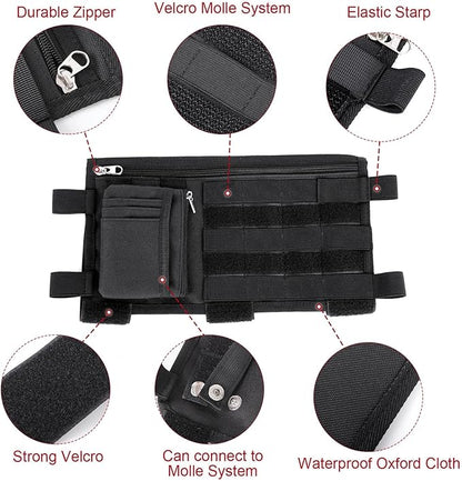 Molle Visor Panel Organizer, Tactical Car Sun Visor Cover Molle Webbing Compatible Elastic Slots Vehicle Visor Storage Holder Pouch for All Vehicle