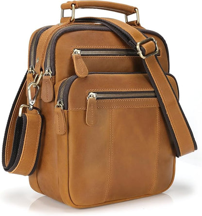 Jack&Chris Leather Messenger Bag for Men, Man Purse Crossbody Bags for Work Business