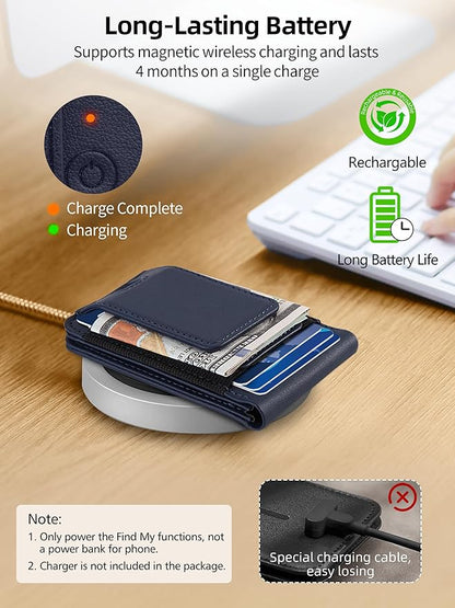 TopMade for MagSafe Wallet with Money Clip, Works with Apple Find My, Strong Magnetic Wallet for iPhone 17/16/15/14/13/12 Series, for iPhone Wallet Stand with Finder Tracker, 8 Cards Holder, Navy Blue