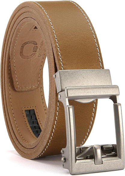 CHAOREN Ratchet Belts for Men - 1.5" Mens Belt Genuine Leather for Causual Jeans - Customizable Style, Versatile Fit