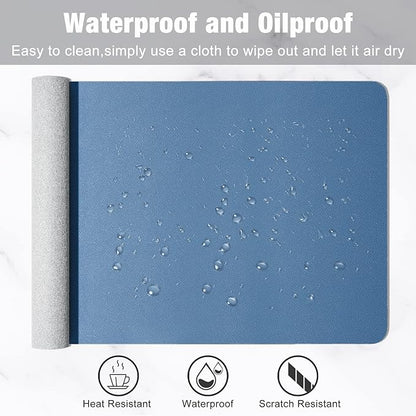 Hsurbtra Desk Pad, 30" x 14" PU Leather Desk Mat, XL Extended Mouse Pad, Waterproof Desktop Blotter Protector, Non-Slip Ultra Thin Large Laptop Keyboard Writing Mat for Office Home, Dark Blue