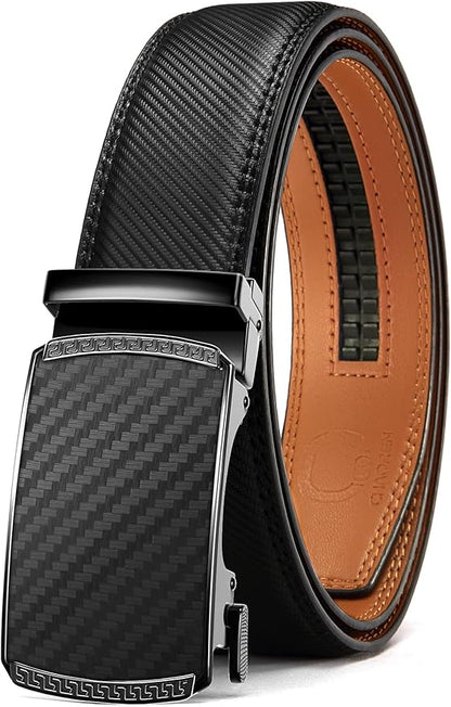 CHAOREN Mens Belt - Mens Ratchet Belt Leather 1 3/8" for Dress Pant - Micro Adjustable Belt Fit Everywhere