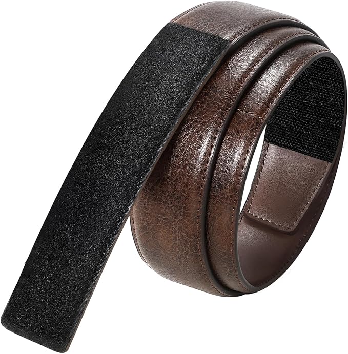 SANSTHS Mechanic Buckless Belts for Men, No Scratch Leather Work Belt Hook & Loop Tsa Belt for Technician Travel Gifts