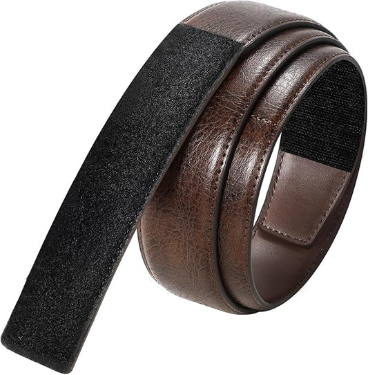 SANSTHS Mechanic Buckless Belts for Men, No Scratch Leather Work Belt Hook & Loop Tsa Belt for Technician Travel Gifts