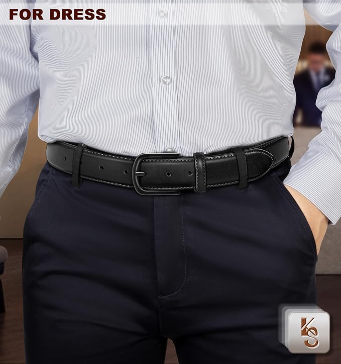 KEMISANT Men Belt-Genuine Leather Belt for Men Dress Casual Golf Jeans 1 3/8"