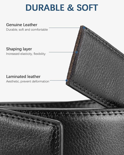 BOSTANTEN Mens Belt Leather Ratchet Belt For Men Dress and Casual with Adjustable Buckle, Trim to Fit