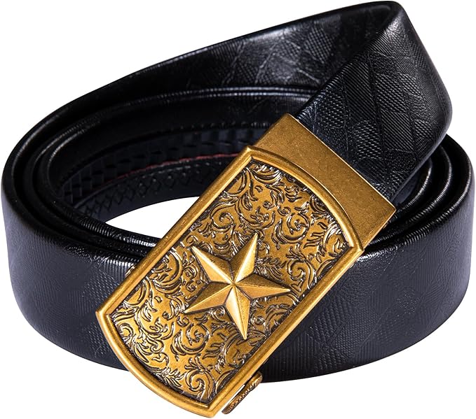 Dubulle Designer Mens Belts, Sliding Automatic Buckle Ratchet Dress Belt TOP Genuine Leather Strap Gifts