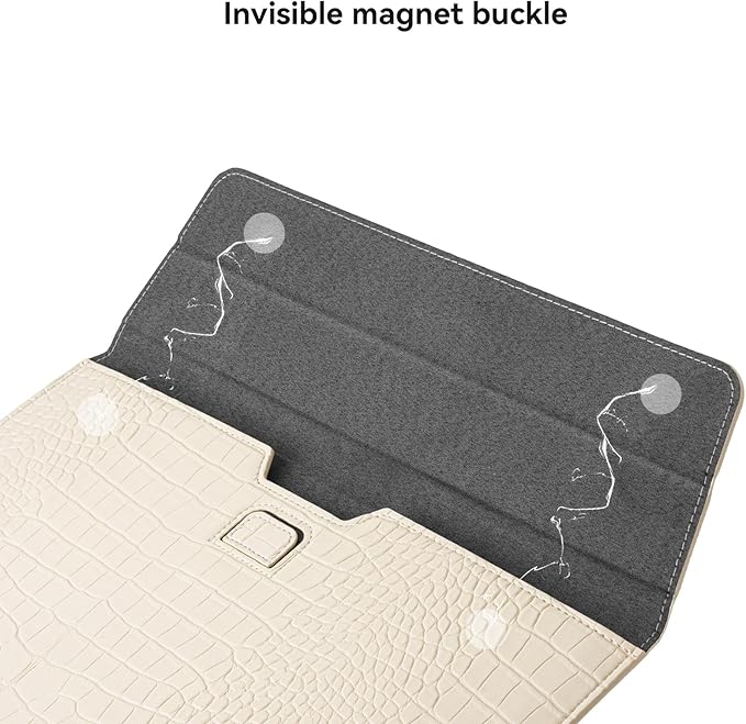 MOSISO Laptop Case 13 inch, 13 inch Laptop Sleeve Compatible with MacBook Neo 13 A18 Pro A3404 Air M4 M3 M2 M1 2026-2018 / Pro M2 M1 2026-2016, Crocodile Grain PU Leather Flap Case Bag, Beige