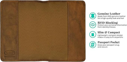 Antique Saddle Genuine Leather RFID Passport Cover