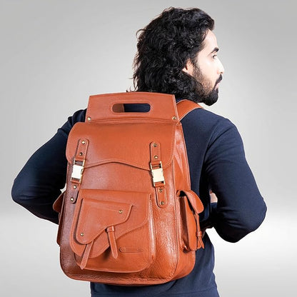 Handmade World Full Grain Leather Backpack for Men – Business Computer Backpack Fits Upto 17” Laptop, Office Work Travel Bag