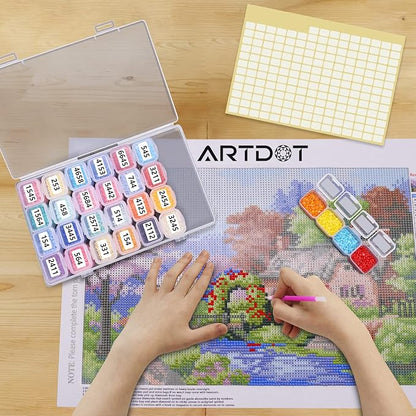 ARTDOT 56 Girds Storage Containers for Diamond Art Kits for Adults, 2 Pack Portable Bead Storage Container for Diamond Painting Accessories and Tools