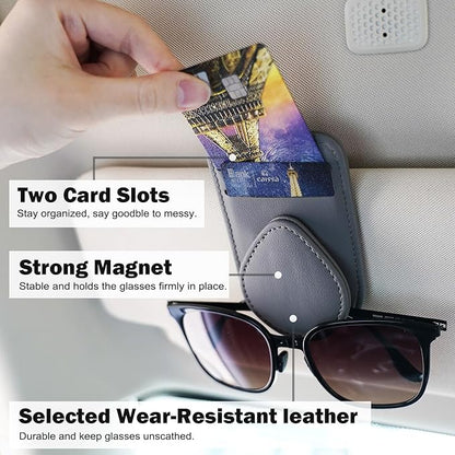 Visor Card Holder for Car Visor, 2 Card Slots Visor Glasses Clip, Strong Magnetic Visor Holder, Visor Accessories for Cars SUV(Gray1Pcs)
