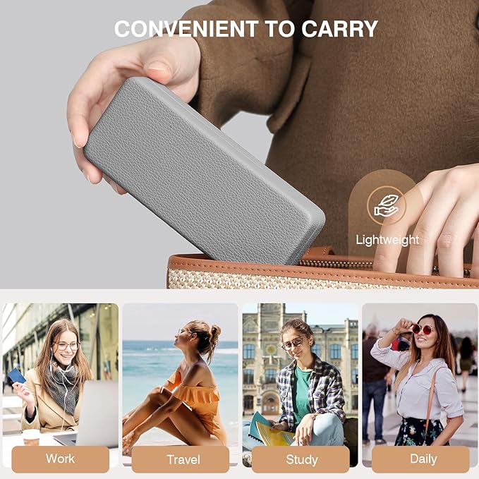 Marvolia Glasses Case Hard Shell Square Large Eyeglasses Case PU Leather Protective Case for Sunglasses Eyeglasses