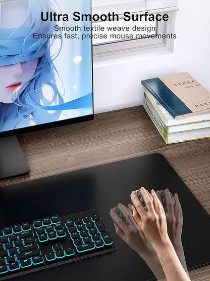 TopMade Mouse Pad with 15W Fast Wireless Charging, 31.5"x15.75" XXL Large Gaming Waterproof Desk Pad with Ultra-Smooth Surface, Non-Slip Base, Computer Desk Mat for MacBook, PC, Laptop, Black
