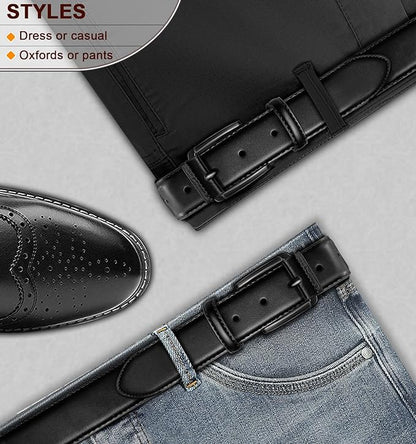 KEMISANT Men Belt-Genuine Leather Belt for Men Dress Casual Golf Jeans 1 3/8"