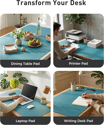 Aothia Faux Leather Desk Mat - Large Mouse Pad, Non-Slip PU Leather Blotter, Waterproof Writing Surface for Office and Home (Turquoise, 42" x 17")