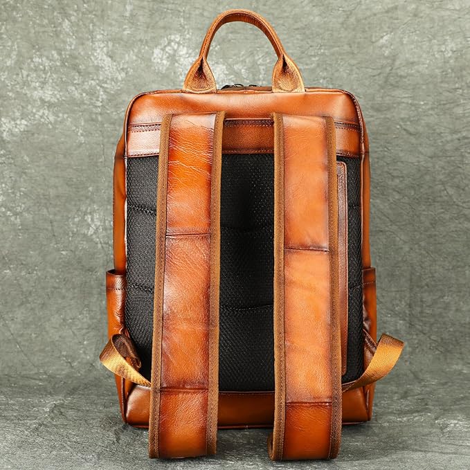 NIUCUNZH Genuine Leather Backpack for Men Travel Daypack Women College School Computer Bag for 15inch Laptop Business