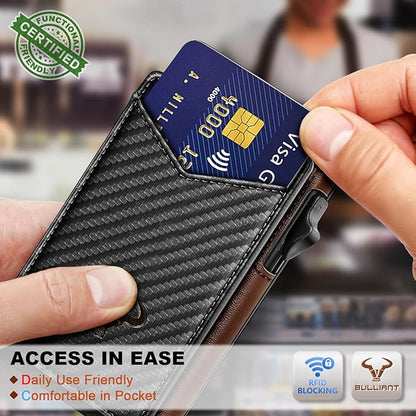 BULLIANT Men Wallet,Magnetic Metal Wallet Money Clip 9Cards Pop-up Access RFID Blocking