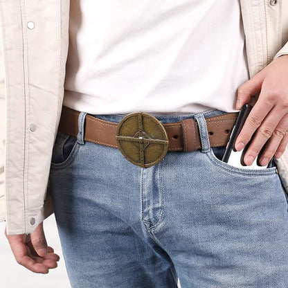 NPET Men's Full Grain Leather Belt Vintage Distressed Style with Snap-On Strap 1 1/2" Wide without Buckle