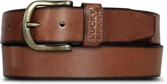 Lucky Brand Men's Jeans Leather Belt| Classic| Casual| Dress| Everyday| American Heritage| Genuine Leather| Metal Buckle