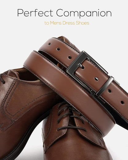 CHAOREN Reversible Belt Men 1 Piece - 1.25" Leather Dress Belt - Trim to Fit for Elegant Style