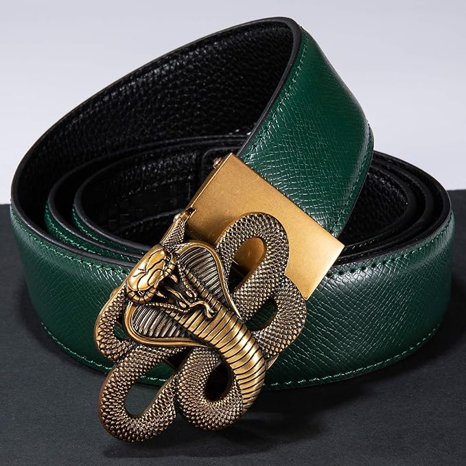 Dubulle Men's Ratchet Belt Gold/Black/Red/Green/Blue/White Automatic Buckle Business Casual Belt Gift - Adjustable Fit