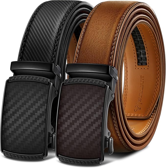 BULLIANT Men Belts 2 Pack,Ratchet Sliding Belt Adjustable For Gift Mens Dress Casual 1 3/8",Cut for Fit