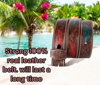 F&L CLASSIC Western Belt without buckle for men – Full Grain Leather Cowboy Belts for jeans - One Piece Leather strap belt