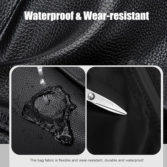 CHAO RAN Laptop Backpack for Men Leather Travel Backpack Carry on Flight Approved-Waterproof Medium Backpack Fit 15.6 Inch Notebook for College Business Office Bag with USB Charging Port (Black14)