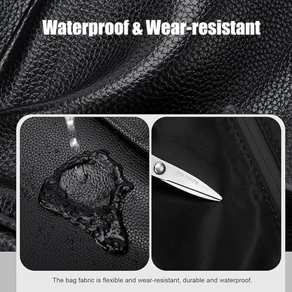 CHAO RAN Laptop Backpack for Men Leather Travel Backpack Carry on Flight Approved-Waterproof Medium Backpack Fit 15.6 Inch Notebook for College Business Office Bag with USB Charging Port (Black14)