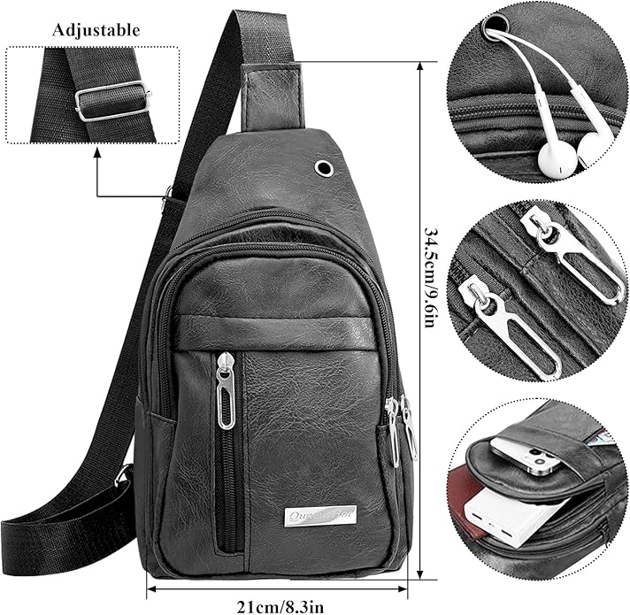QuneusHot 2Pcs Sling Bags for Crossbody Small Leather Backpack Anti Theft Casual Chest Bag Travel Hiking for Men Women